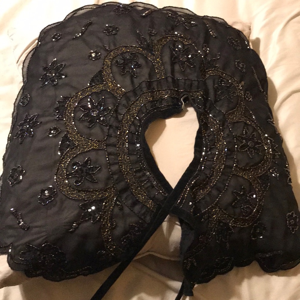 Black Shawl Beaded Sequin Evening Cape Cover Up